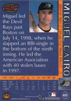 1999 Pacific #409 Miguel Cairo Back