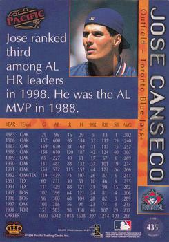1999 Pacific #435 Jose Canseco Back