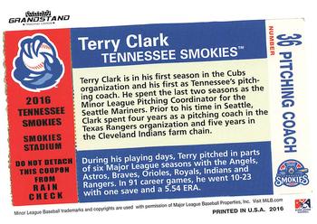 2016 Grandstand Tennessee Smokies #NNO Terry Clark Back