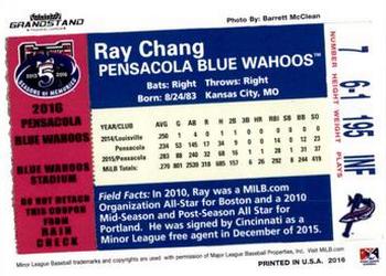 2016 Grandstand Pensacola Blue Wahoos #NNO Ray Chang Back