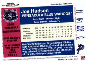 2016 Grandstand Pensacola Blue Wahoos #NNO Joe Hudson Back