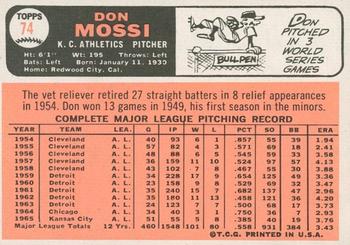 2015 Topps Heritage - 50th Anniversary Buybacks #74 Don Mossi Back