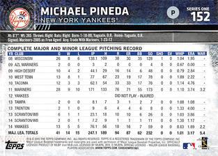 2015 Topps Mini - Black #152 Michael Pineda Back