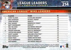 2015 Topps Mini - Black #214 American League Wins Leaders Back