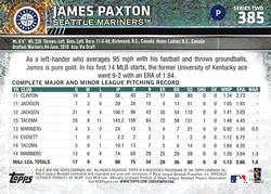 2015 Topps Mini - Black #385 James Paxton Back