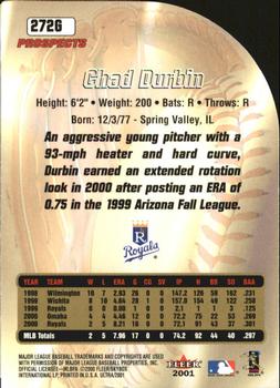 2001 Ultra - Gold Medallion #272G Chad Durbin Back