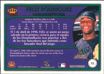 1999 Pacific Crown Collection #18 Felix Rodriguez Back