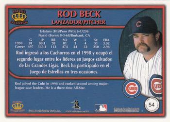 1999 Pacific Crown Collection #54 Rod Beck Back