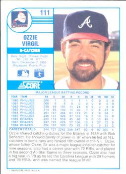 1989 Score #111 Ozzie Virgil Back