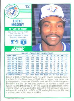 1989 Score #12 Lloyd Moseby Back