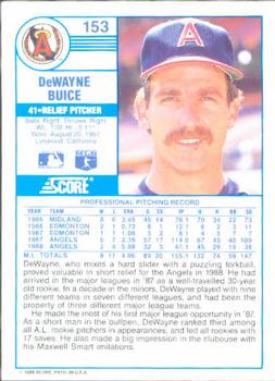 1989 Score #153 DeWayne Buice Back
