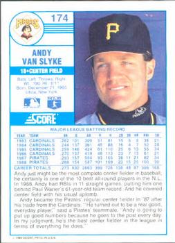 1989 Score #174 Andy Van Slyke Back
