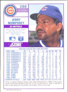 1989 Score #288 Jerry Mumphrey Back