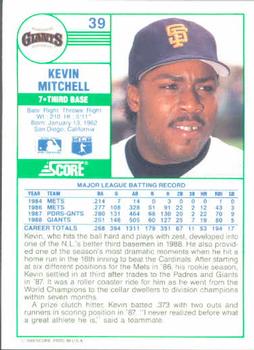 1989 Score #39 Kevin Mitchell Back