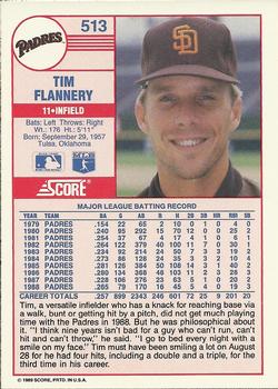 1989 Score #513 Tim Flannery Back
