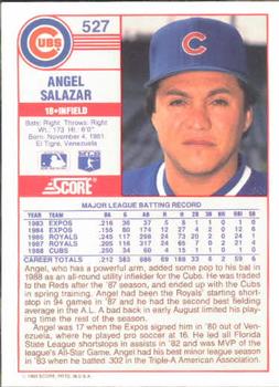 1989 Score #527 Angel Salazar Back