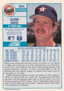 1989 Score #164 Glenn Davis Back