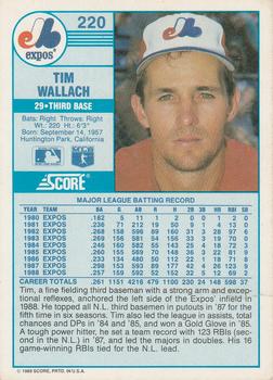 1989 Score #220 Tim Wallach Back
