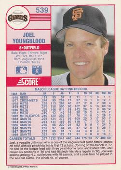 1989 Score #539 Joel Youngblood Back