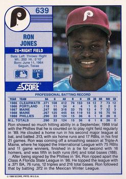 1989 Score #639 Ron Jones Back