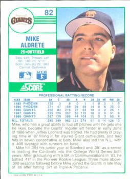 1989 Score #82 Mike Aldrete Back