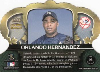 1999 Pacific Crown Royale #96 Orlando Hernandez Back