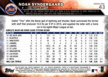 2016 Topps - All-Star Game #43 Noah Syndergaard Back