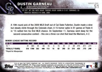 2016 Topps - All-Star Game #51 Dustin Garneau Back