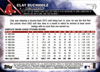 2016 Topps - All-Star Game #77 Clay Buchholz Back
