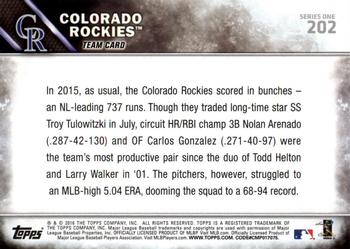 2016 Topps - All-Star Game #202 Colorado Rockies Back