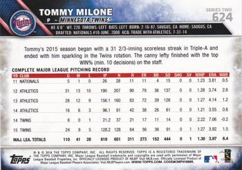 2016 Topps - All-Star Game #624 Tommy Milone Back