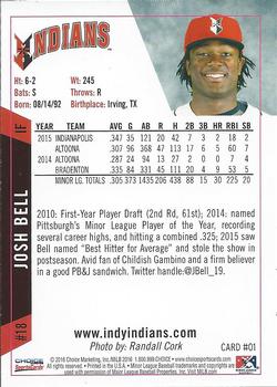 2016 Choice Indianapolis Indians #01 Josh Bell Back