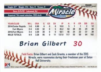 2016 Grandstand Fort Myers Miracle #NNO Brian Gilbert Back