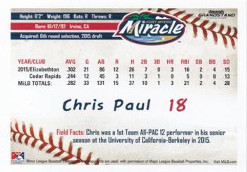 2016 Grandstand Fort Myers Miracle #NNO Chris Paul Back