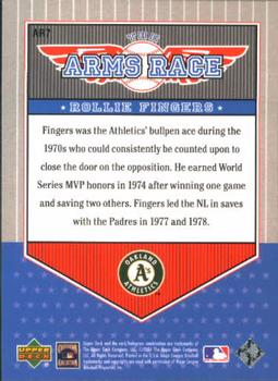 2001 Upper Deck Decade 1970's - The Arms Race #AR7 Rollie Fingers  Back
