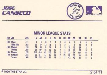 1990 Star Jose Canseco (Purple) #2 Jose Canseco Back