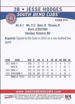 2016 Choice South Bend Cubs #14 Jesse Hodges Back