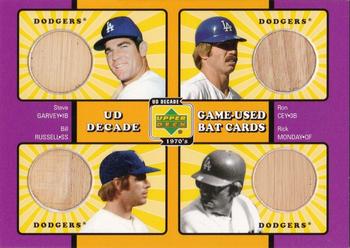 2001 Upper Deck Decade 1970's - Game-Used Bat Combos #C-LA Steve Garvey / Ron Cey / Bill Russell / Rick Monday Front