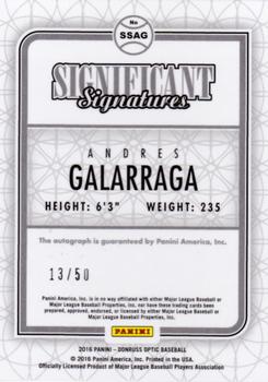 2016 Donruss Optic - Significant Signatures Blue #SSAG Andres Galarraga Back