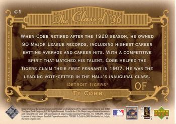 2001 Upper Deck Hall of Famers - The Class of '36 #C1 Ty Cobb  Back