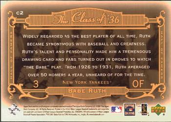 2001 Upper Deck Hall of Famers - The Class of '36 #C2 Babe Ruth  Back