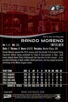 2016 Choice Sacramento River Cats #20 Rando Moreno Back