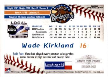 2016 Grandstand Midland RockHounds #NNO Wade Kirkland Back