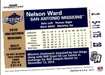 2016 Grandstand San Antonio Missions #NNO Nelson Ward Back
