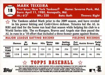 2011 Topps - Black Diamond #18 Mark Teixeira Back