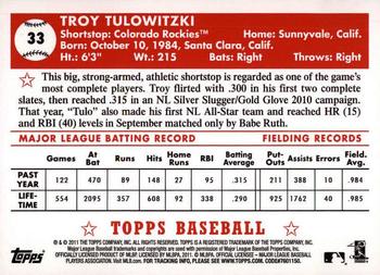 2011 Topps - Black Diamond #33 Troy Tulowitzki Back