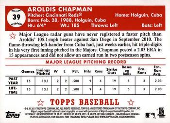 2011 Topps - Black Diamond #39 Aroldis Chapman Back