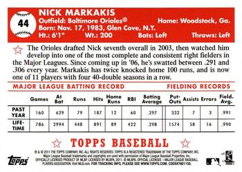 2011 Topps - Black Diamond #44 Nick Markakis Back