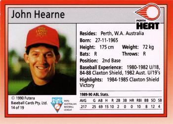 1992 Futera Pepsi ABL Perth Heat #14 John Hearne Back