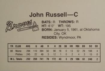 1989 Dubuque Atlanta Braves #NNO John Russell Back